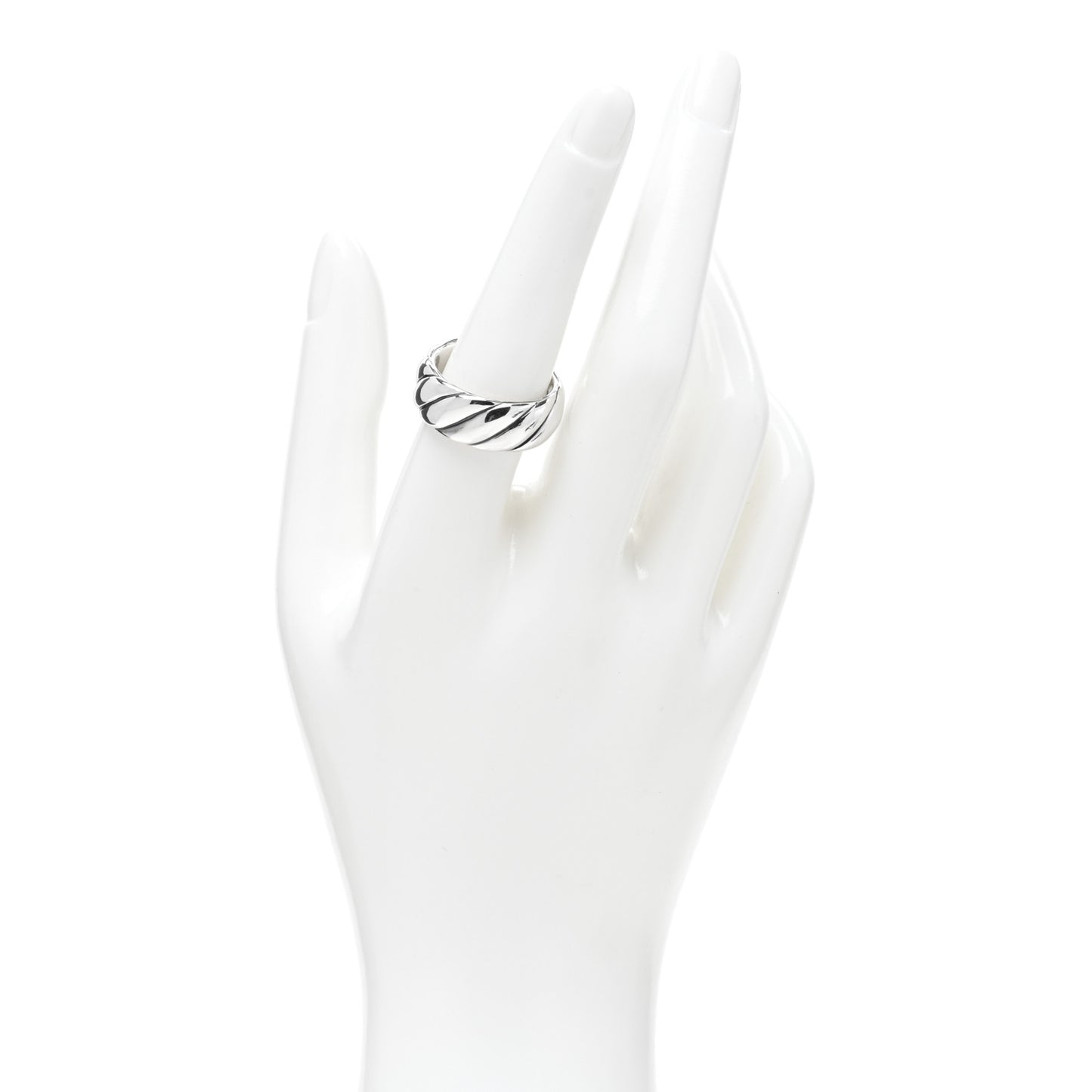 Sterling Silver 9mm Sculpted Cable Band Ring 57 8