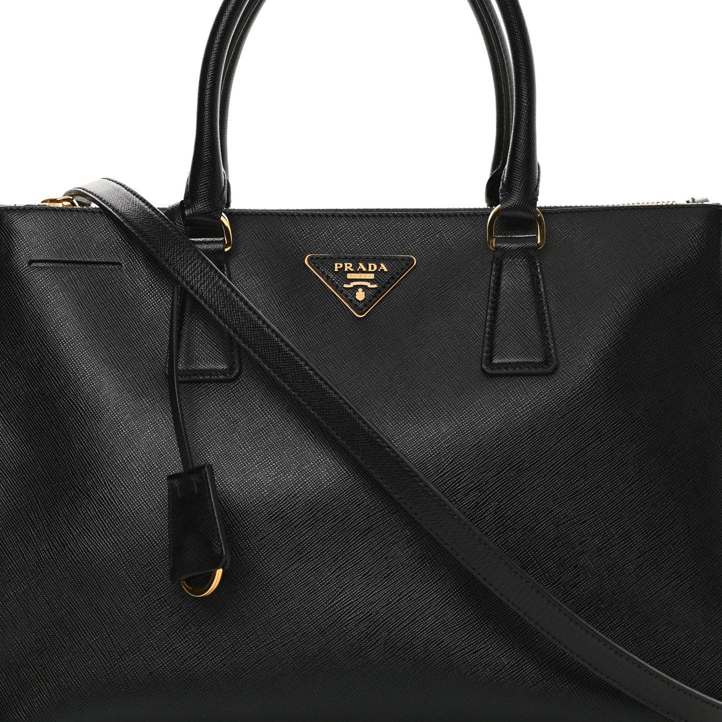Saffiano Medium Galleria Double Zip Tote Black