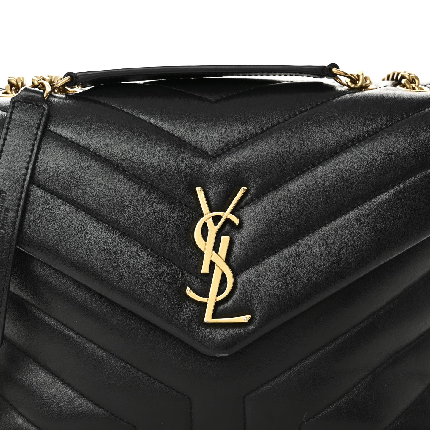 Calfskin Y Quilted Monogram Small Loulou Chain Satchel Black