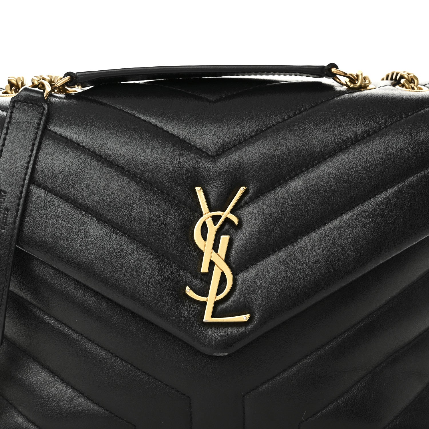 Saint Laurent Calfskin Y Quilted Monogram Small Loulou Chain Satchel Black 8 of 11