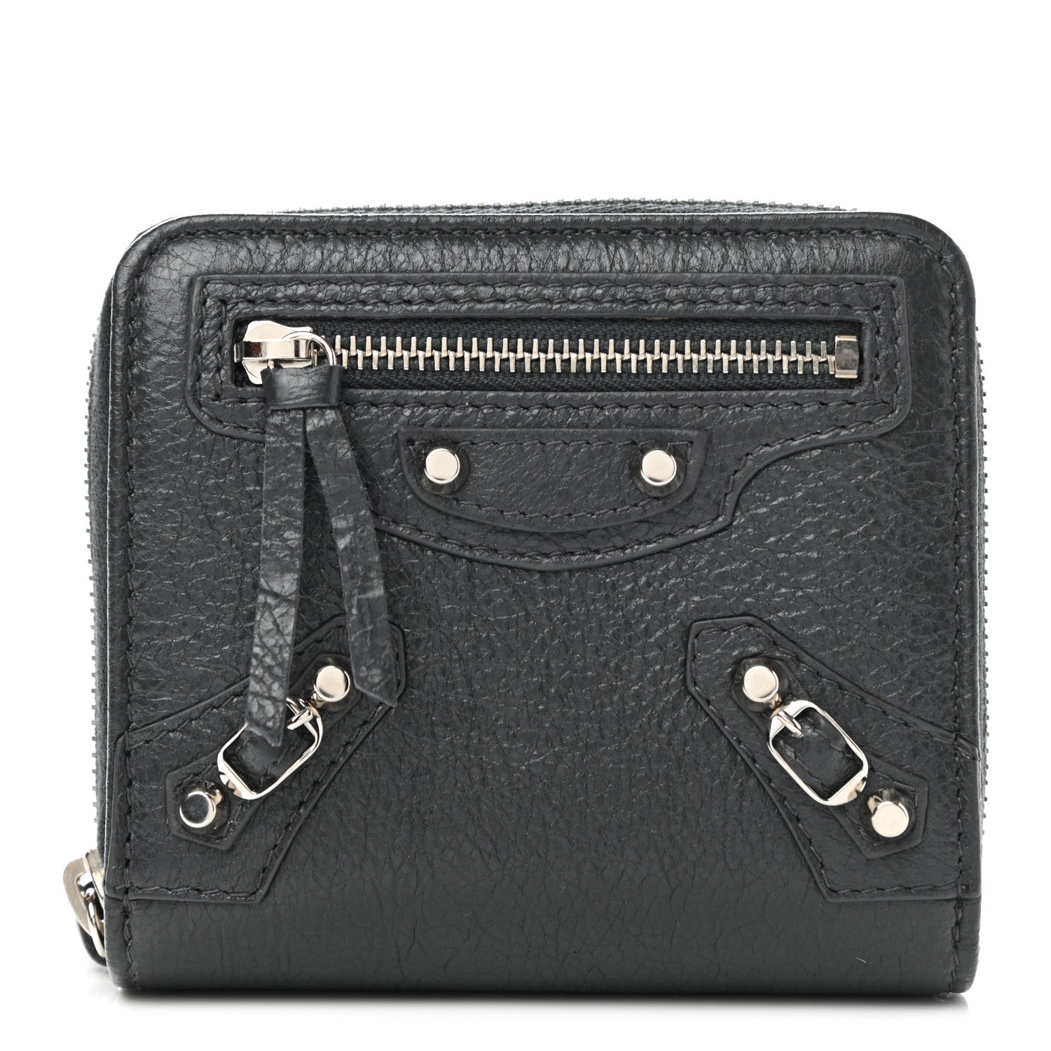Balenciaga Agneau Classic Silver Hardware Compact Wallet Gris Fossile 1 of 9