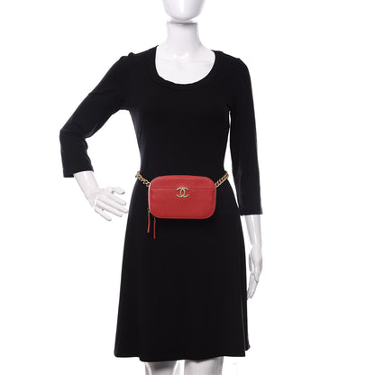 Chanel Grained Calfskin Quilted Waist Bag Red 2 of 10