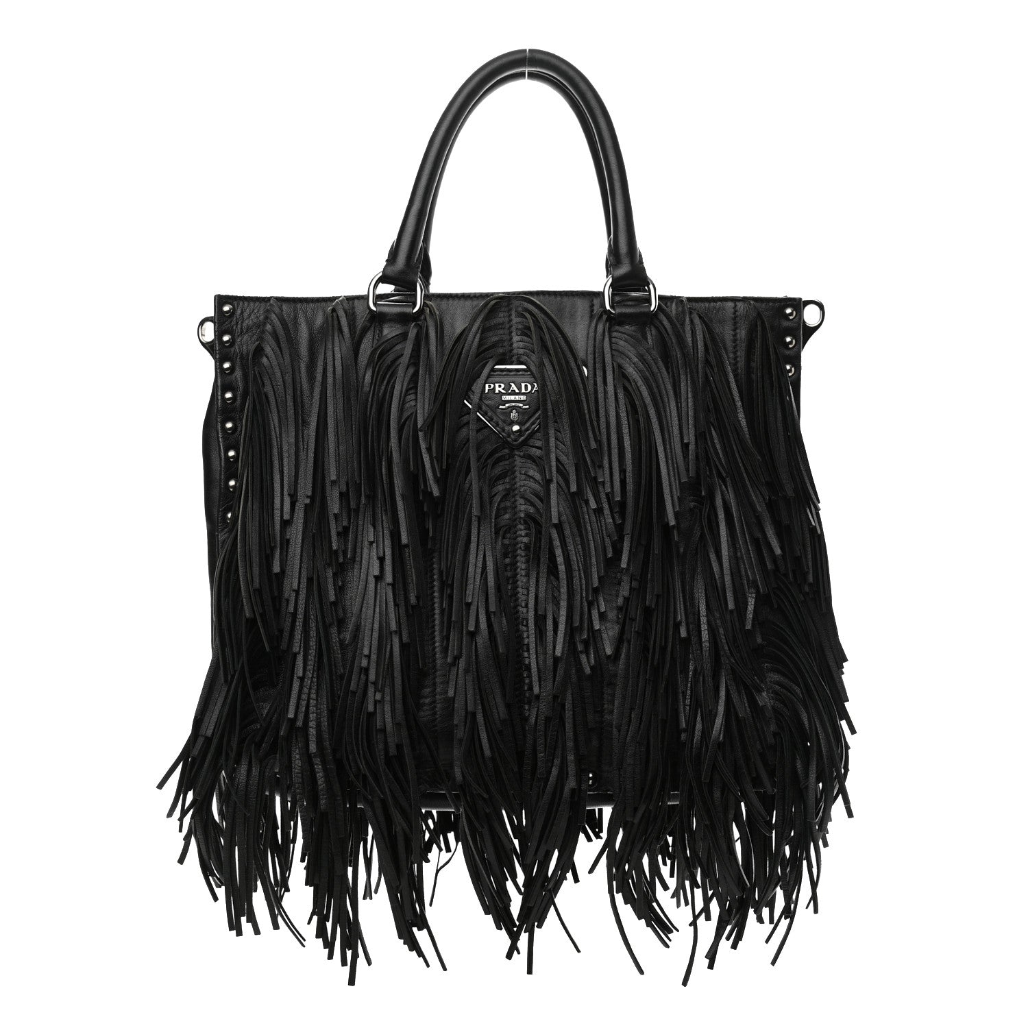 Prada Nappa Fringe Tote Black 1 of 13