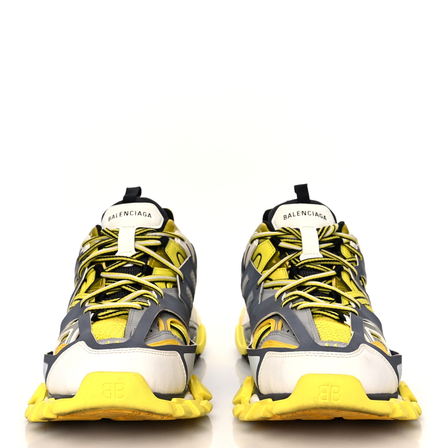 Balenciaga Mesh Nylon Mens Track Sneakers 44 Yellow Black White 2 of 7