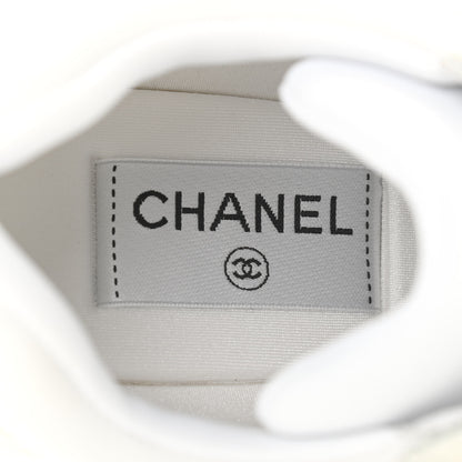 Chanel Suede Calfskin Fabric CC Sneakers 38.5 White 6 of 10