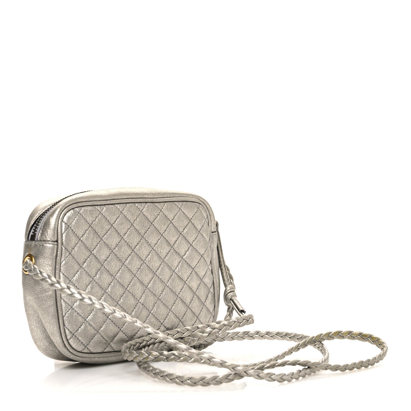 Laminated Nappa Web Trapuntata Mini GG Shoulder Bag Argento
