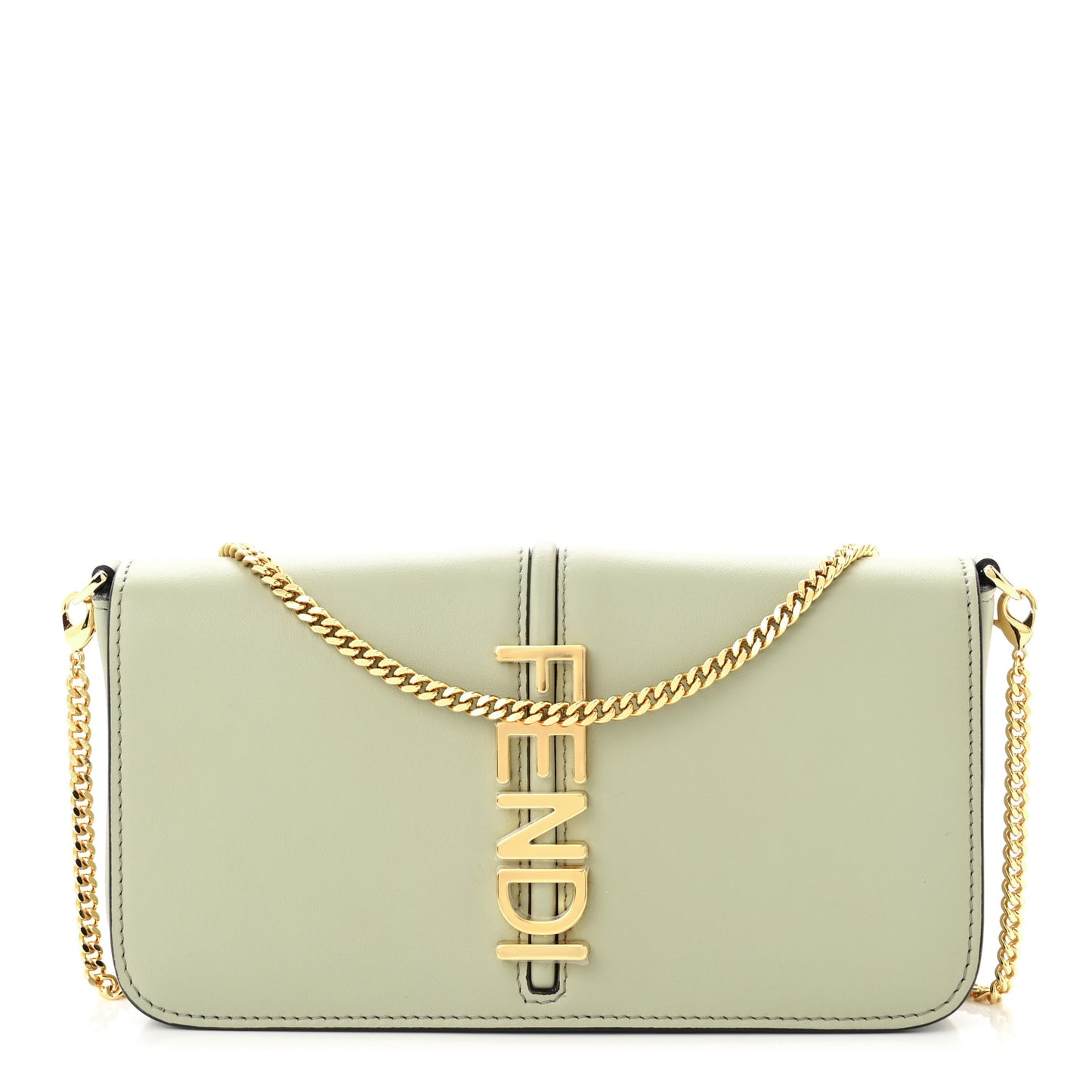 Vitello Grace Matte Fendigraphy Wallet on Chain Green Tea
