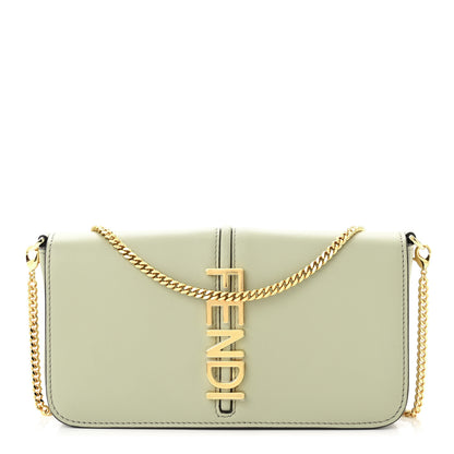 Fendi Vitello Grace Matte Fendigraphy Wallet on Chain Green Tea 3 of 12