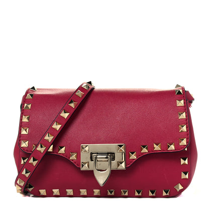 Valentino Garavani Vitello Mini Rockstud Flap Saddle Crossbody Bag Cyclamin 1 of 12