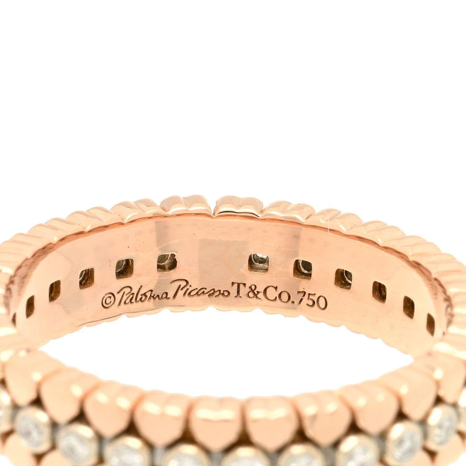 Tiffany 18K Rose Gold Diamond Crown of Hearts Band Ring 49 5 4 of 4