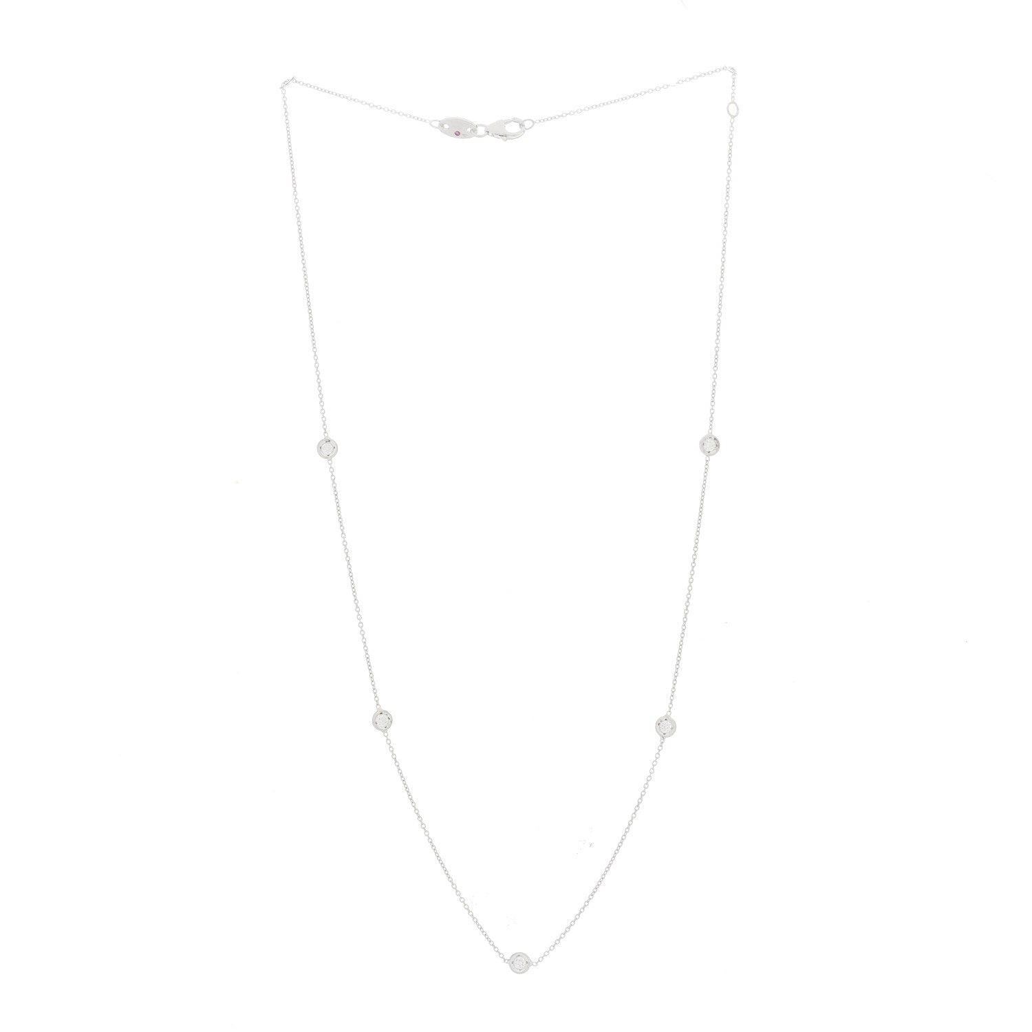 Roberto Coin 18K White Gold Diamond .25ctw Diamonds By The Inch Five Station Necklace 2 of 3