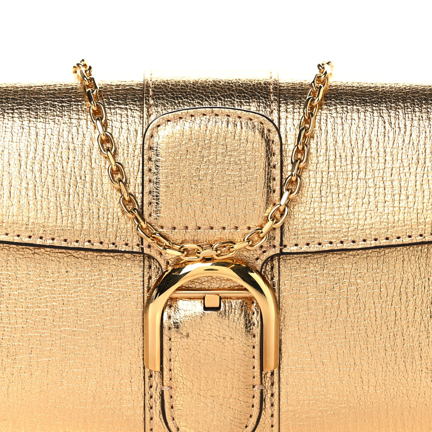 Delvaux Metallic Rodeo Calfskin Brillant Wallet On Chain Satin Gold 7 of 9