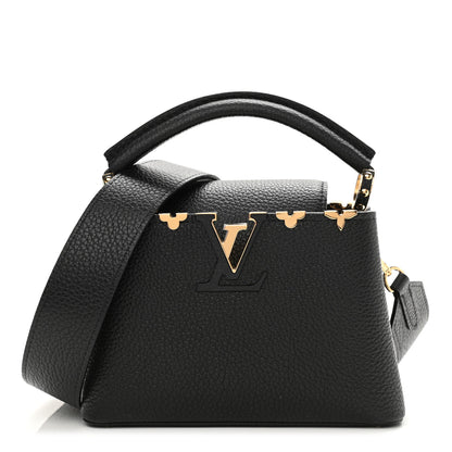 Louis Vuitton Taurillon Embellished Flower Crown Capucines Mini Black 2 of 17