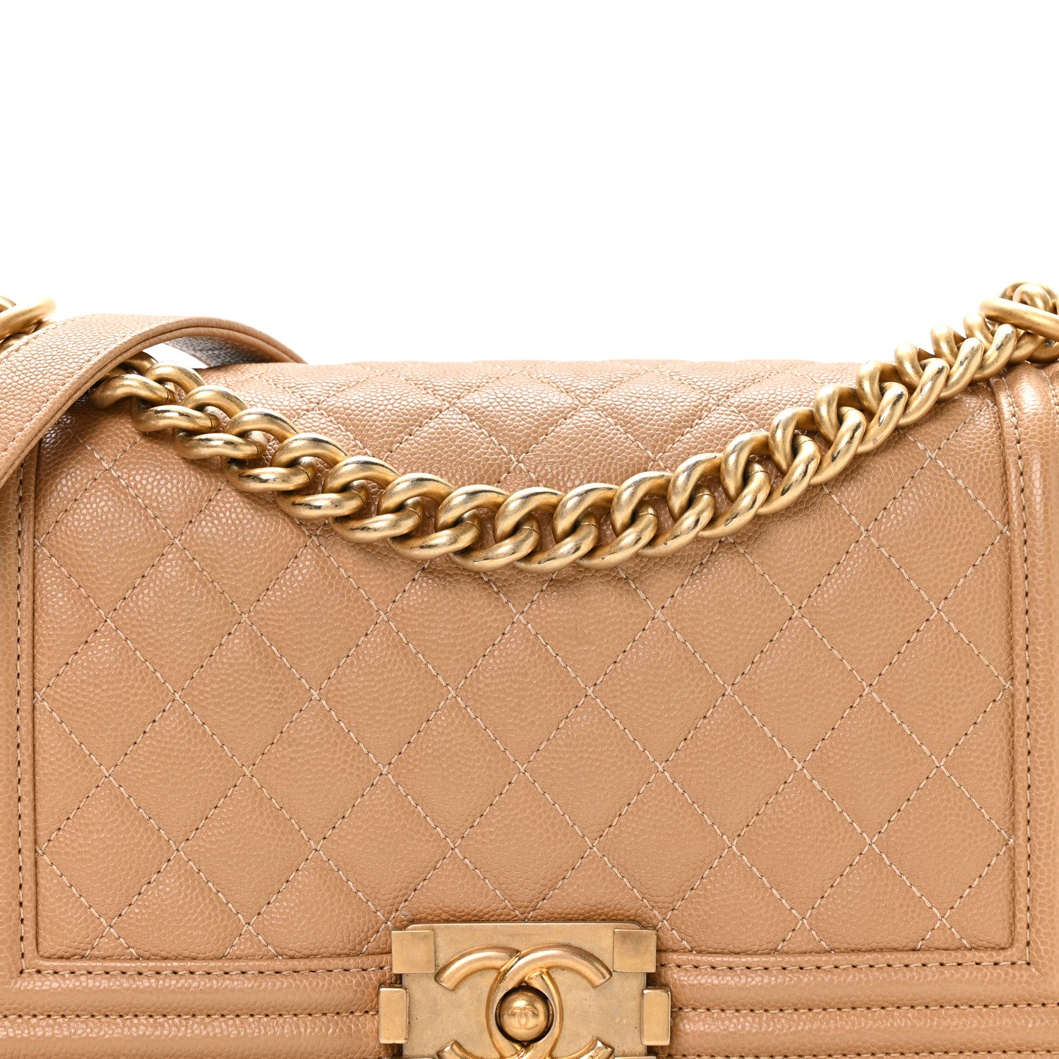 Chanel Caviar Quilted Medium Boy Flap Beige 8 of 10