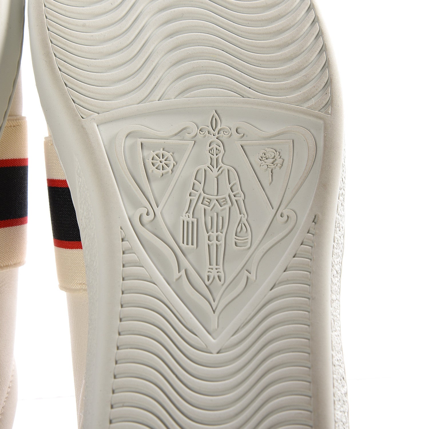 Gucci Calfskin Stripe Womens New Ace Sneakers 36.5 New Mystic White Ecru Red Flame 10 of 12
