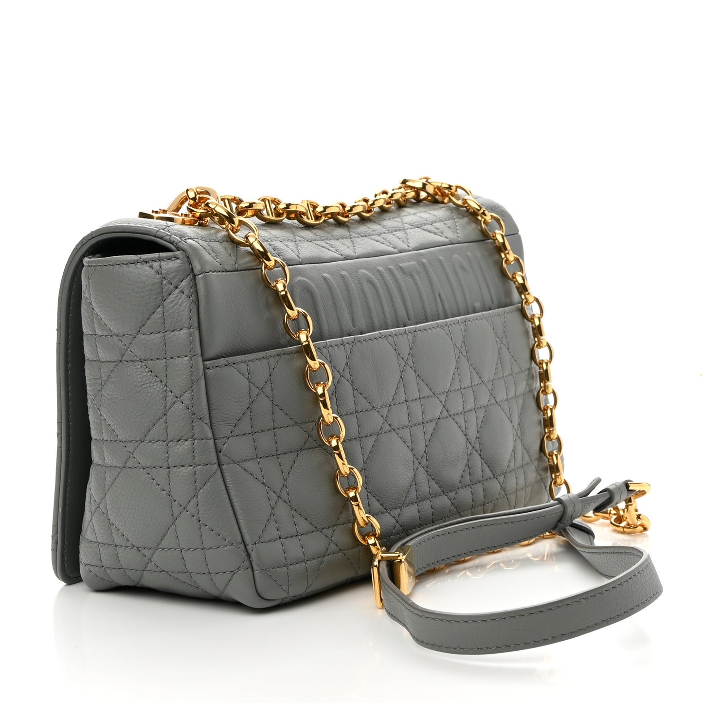 Calfskin Cannage Medium Caro Bag Grey