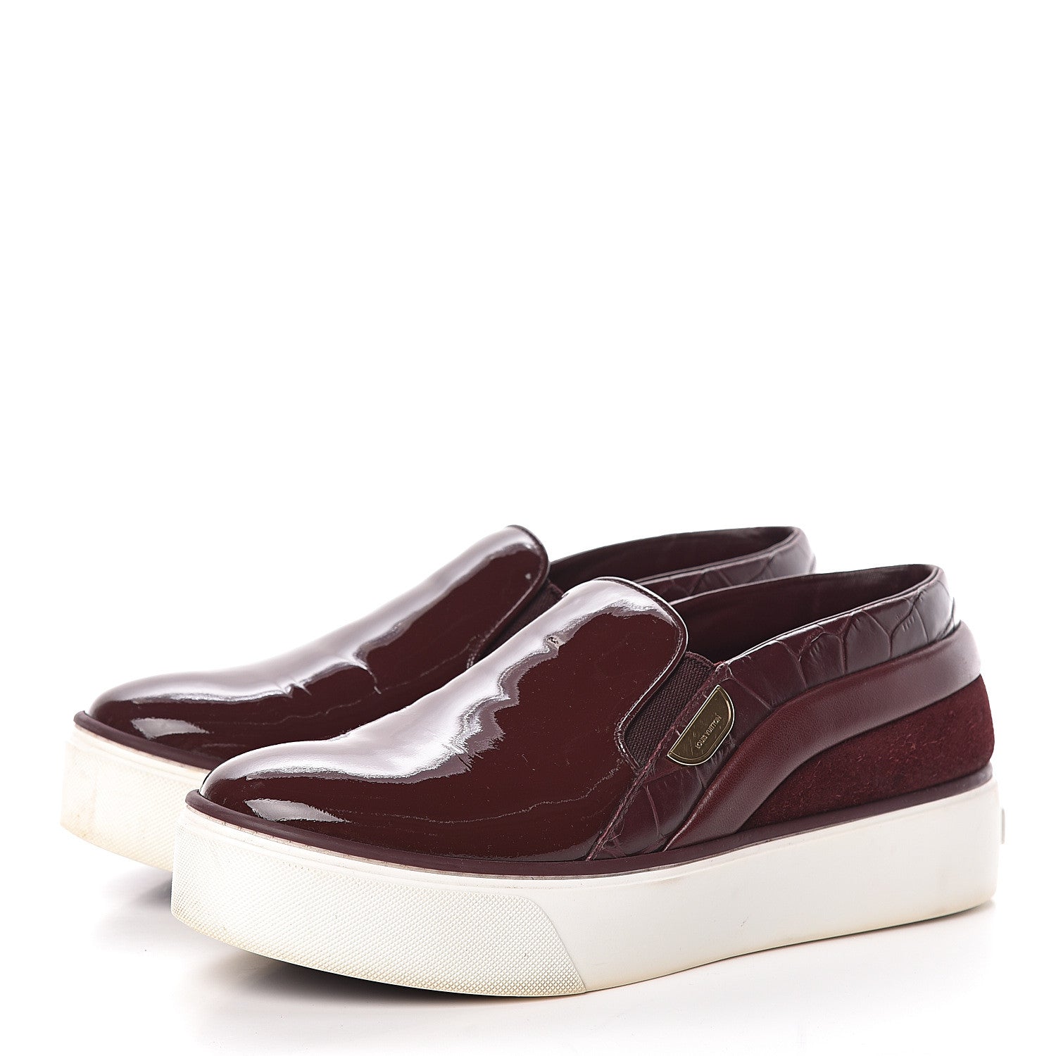 Louis Vuitton Alligator Patent Calfskin Catwalk Slip On Sneakers 36 Bordeaux 3 of 13