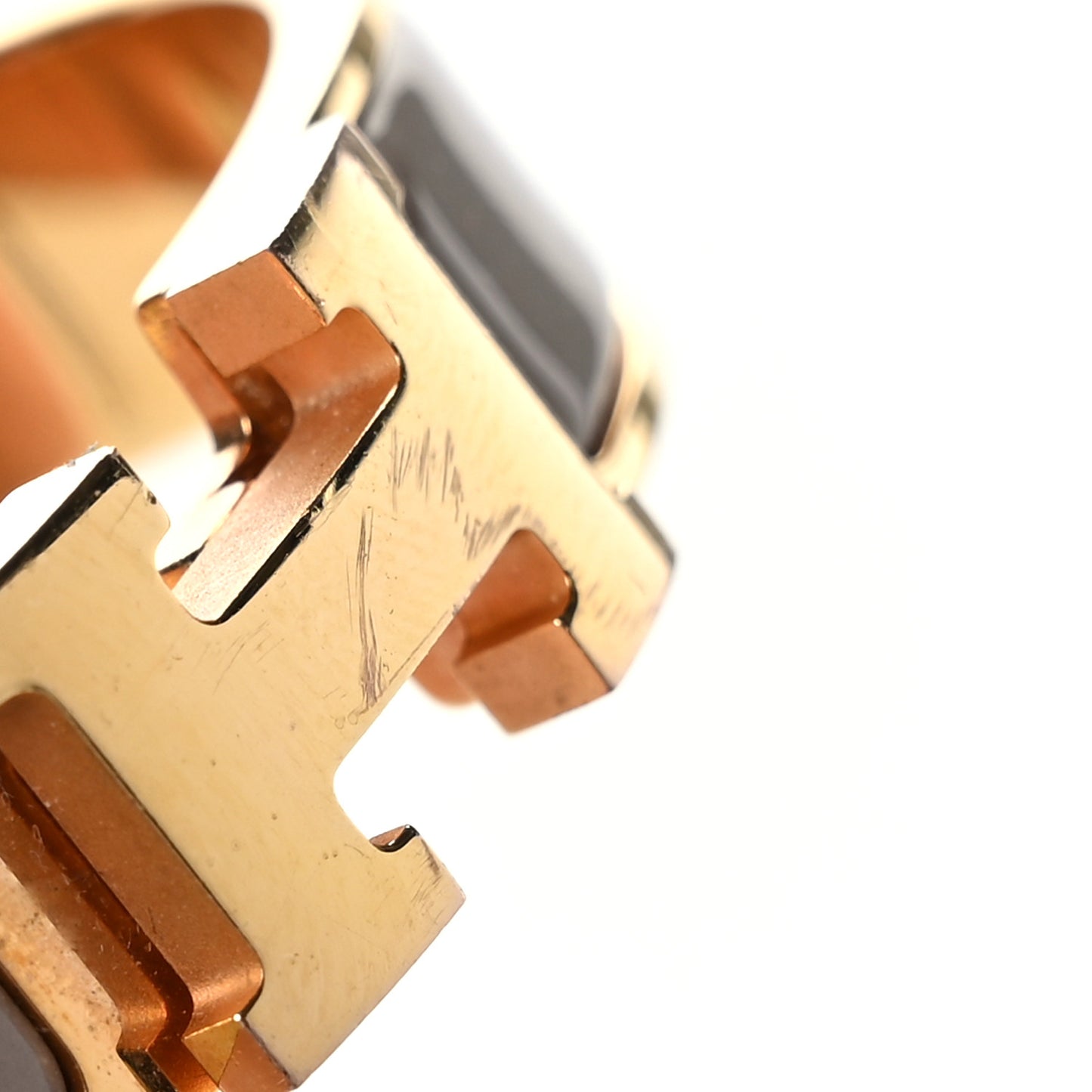 Enamel Narrow Clic Clac H Bracelet PM Marron Glace