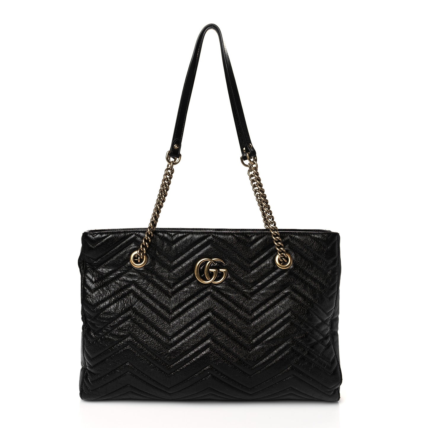 Vintage Calfskin Matelasse Medium GG Marmont Slim Tote Black