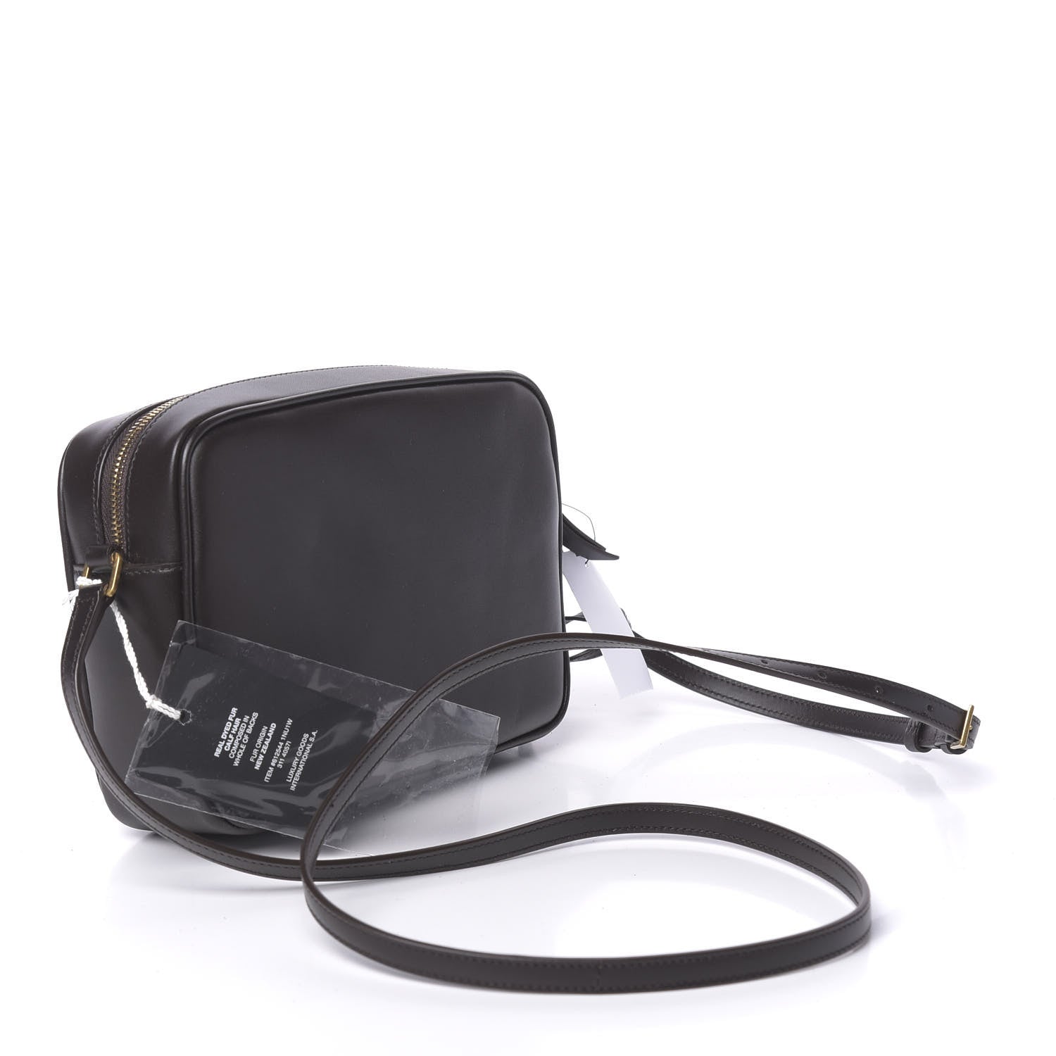 Saint Laurent Pony Hair Calfskin Studded Monogram Lou Camera Bag Dusty White Brown 3 of 10
