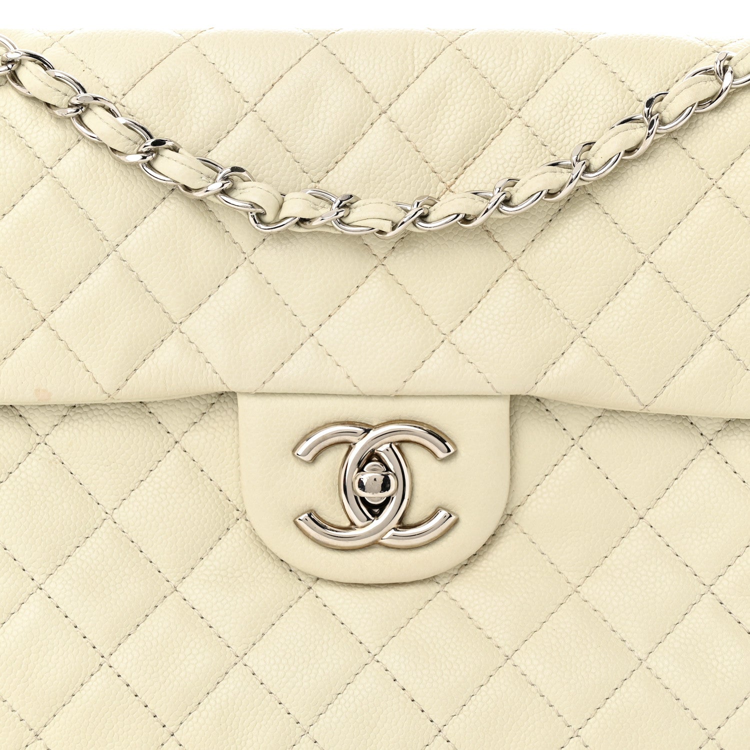 Chanel Washed Caviar Quilted Maxi Single Flap White 8 of 13