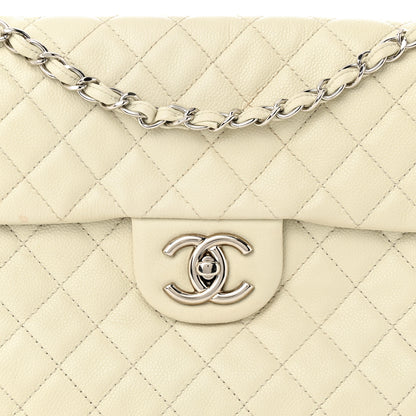 Chanel Washed Caviar Quilted Maxi Single Flap White 8 of 13