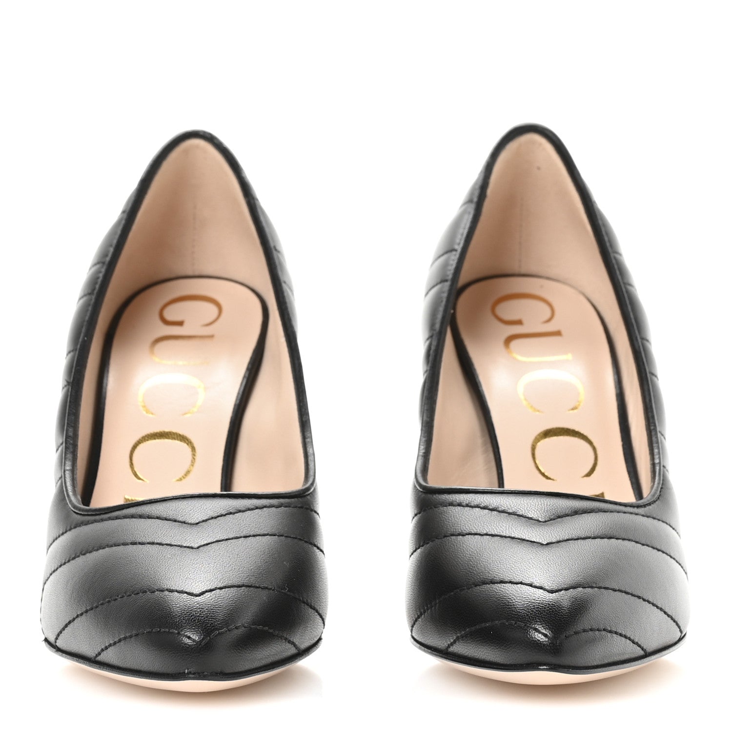 Gucci Nappa Charlotte Chevron Matelasse Double G 95mm Pumps 36 Black 3 of 9