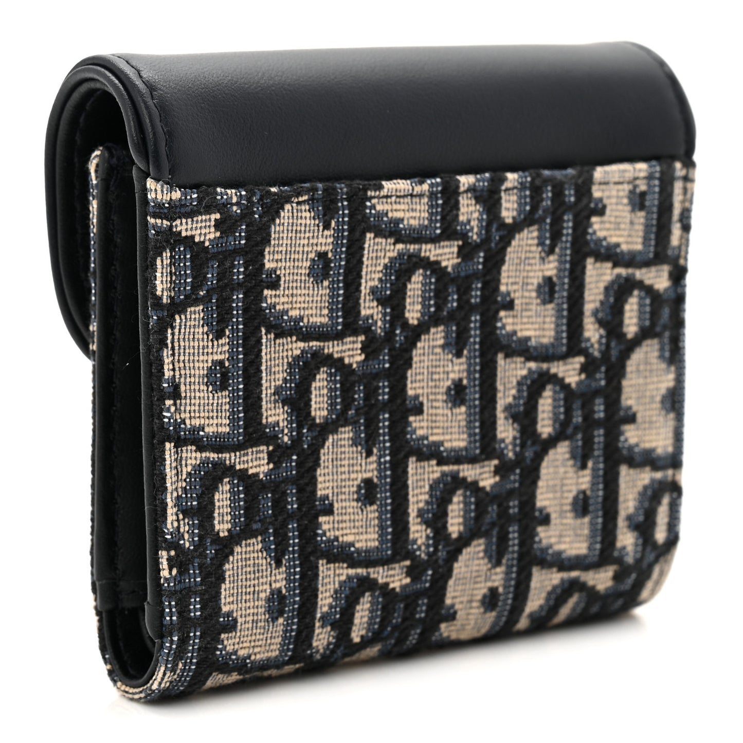 Smooth Calfskin Oblique Saddle Lotus Wallet Blue