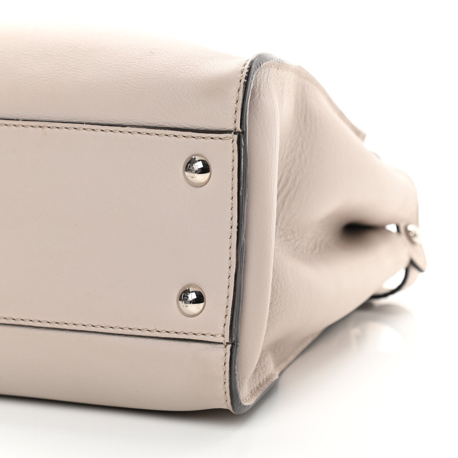 Fendi Vitello Seta Shiny Nappa Medium Peekaboo Iconic Satchel Grigio Polvere Bordeaux 11 of 15