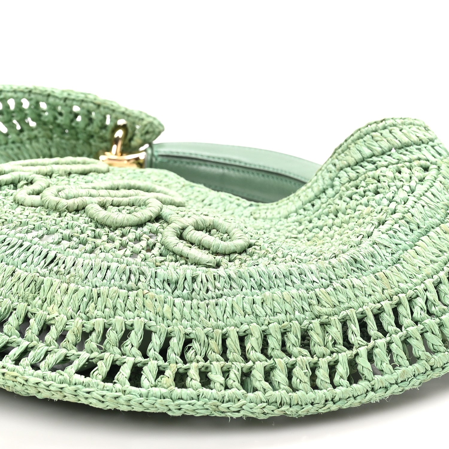 Chloe Raffia Calfskin Summer Banana Hobo Tea Leaf Green 9 of 9