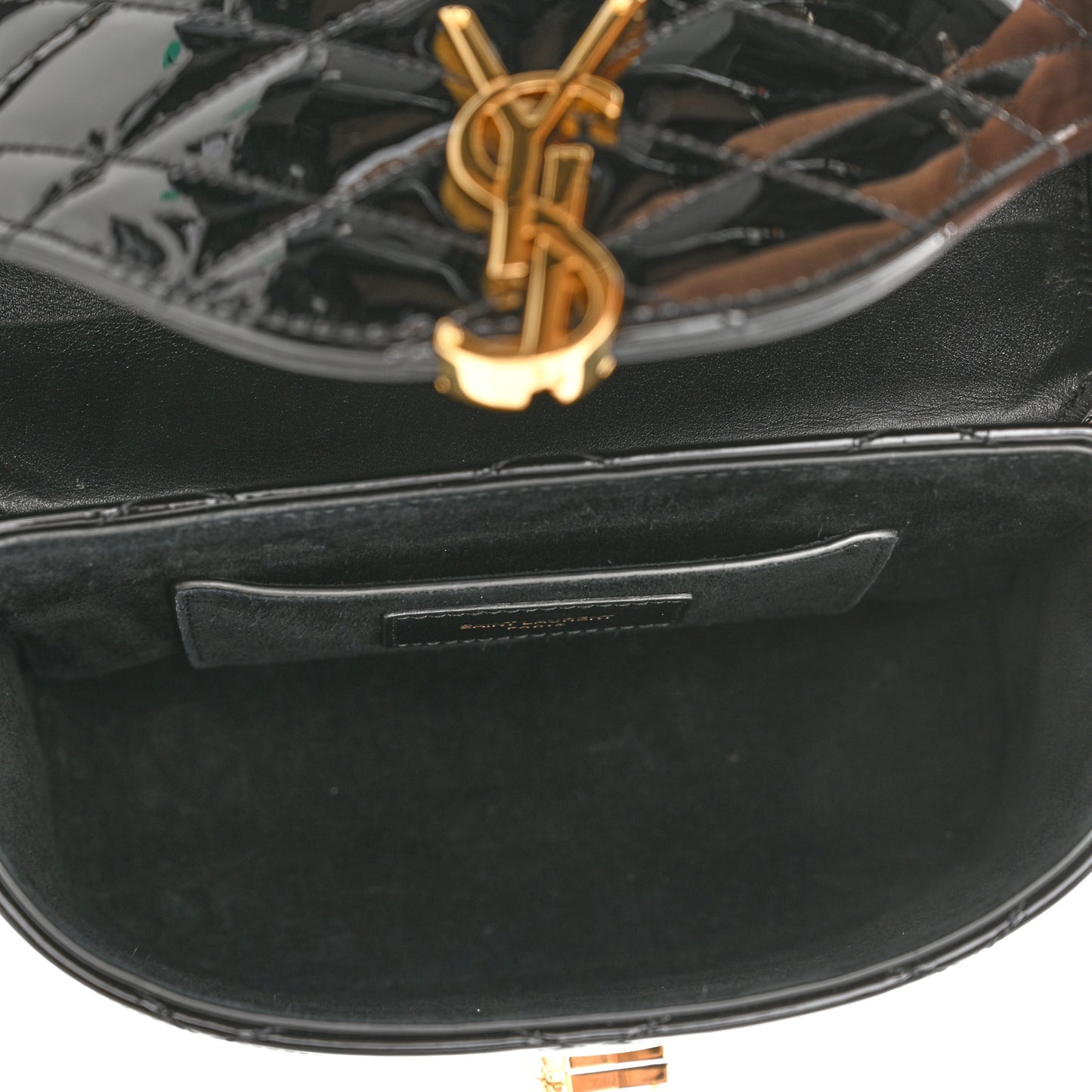 Patent Matelasse Monogram June Box Bag Black