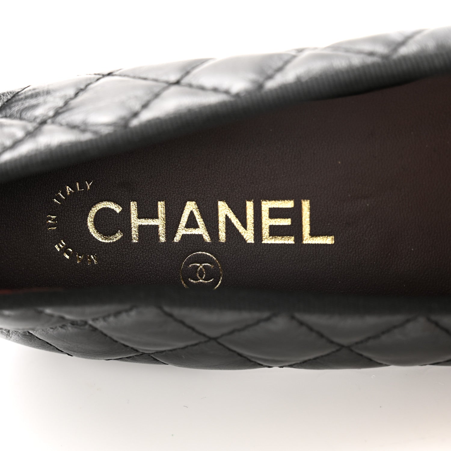 Chanel Aged Calfskin Quilted CC Cap Toe Ballerina Flats 38.5 Black 7 of 10