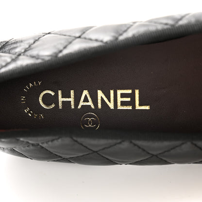 Chanel Aged Calfskin Quilted CC Cap Toe Ballerina Flats 38.5 Black 7 of 10