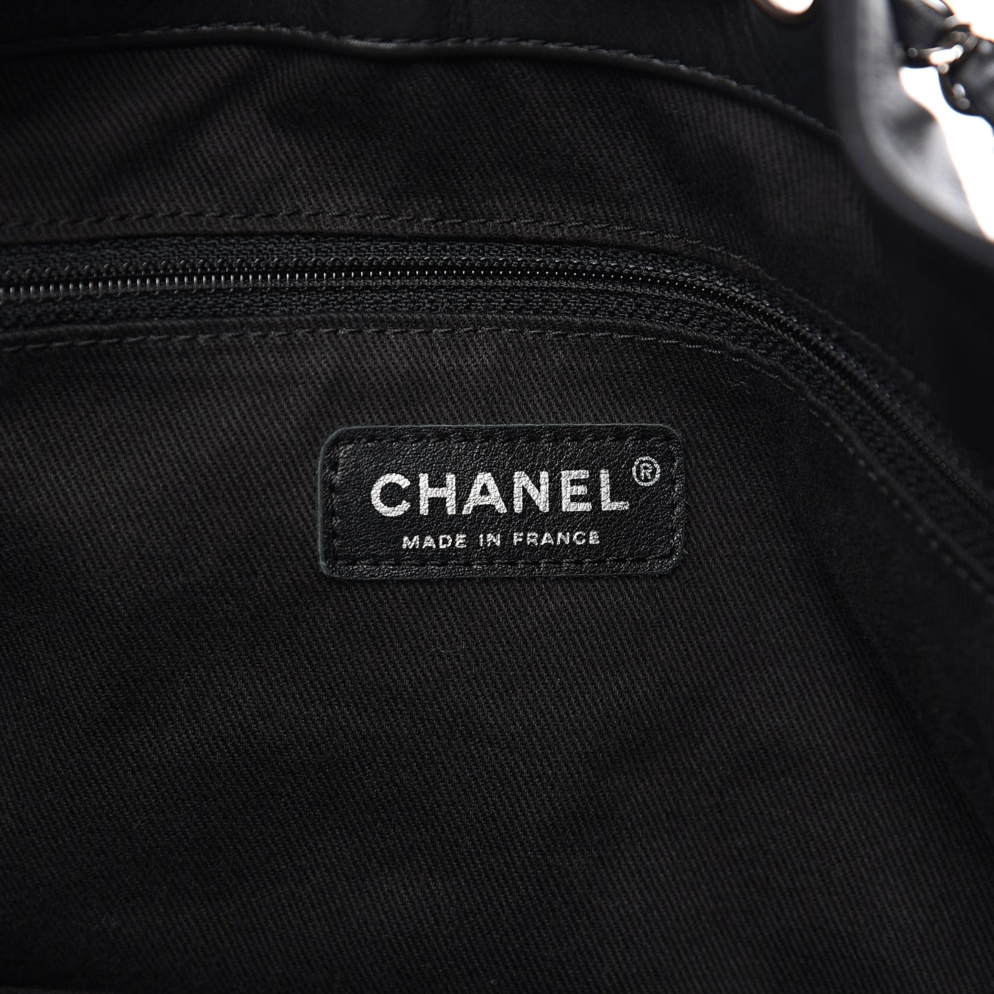 Calfskin Drawstring CC Bucket Bag Black