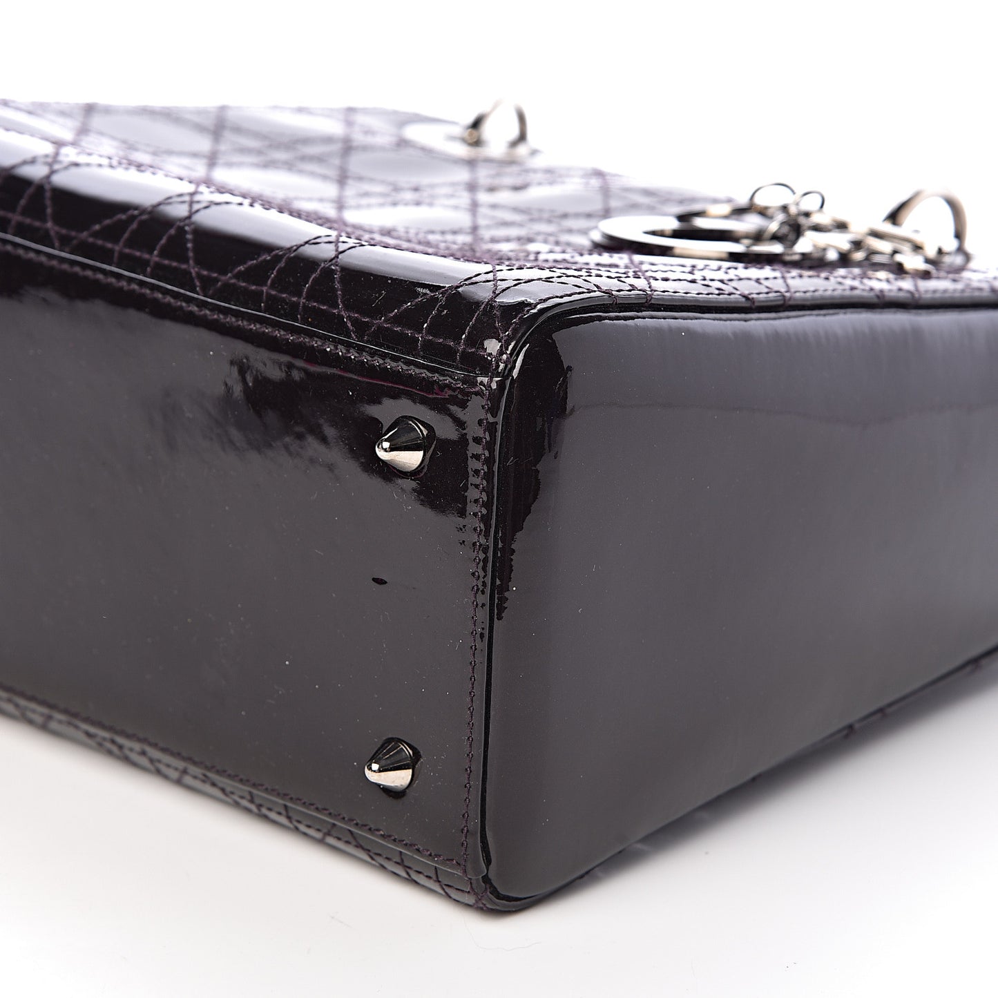 Patent Calfskin Cannage Stitched Medium Lady Dior Amethyste