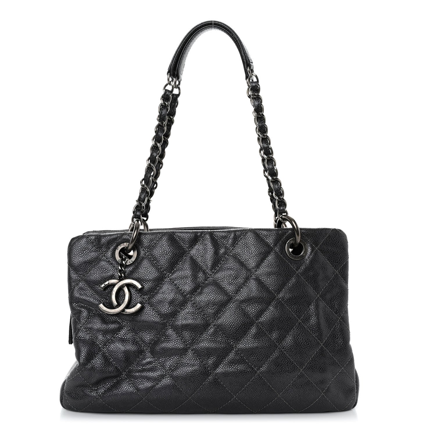 Chanel Iridescent Caviar Quilted Chic Shopping Tote Silver 1 of 12