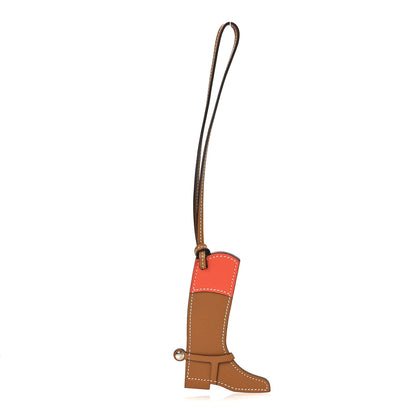 Hermes Butler Swift Paddock Botte Boot Bag Charm Natural Capucine 1 of 3