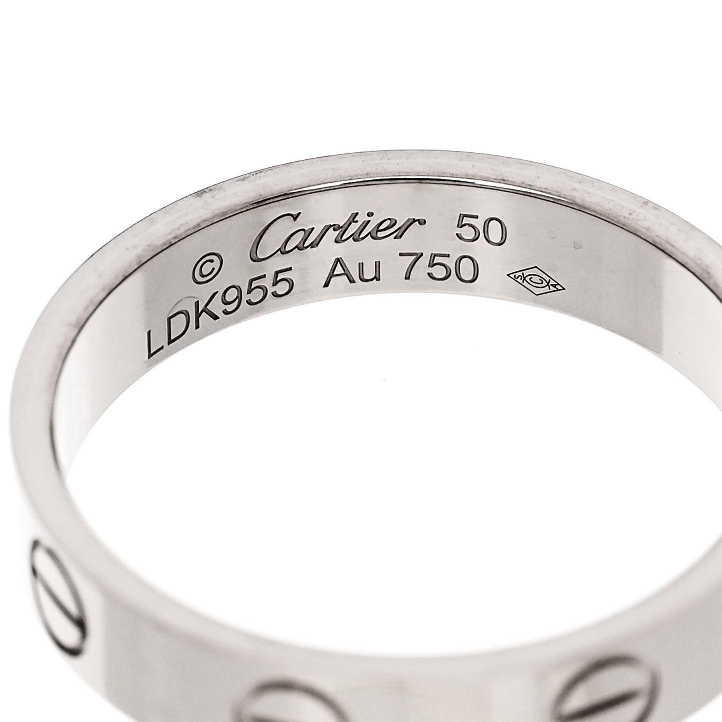 18K White Gold 3.5mm LOVE Wedding Band Ring 50 5.25