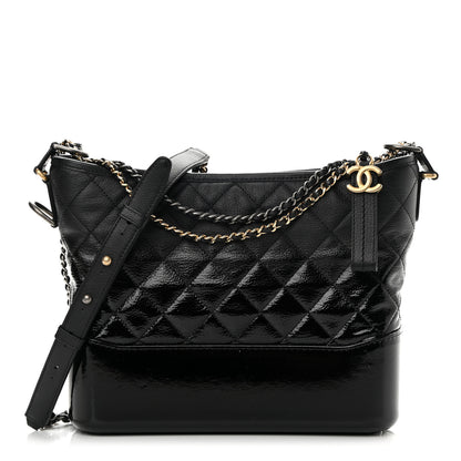 Chanel Patent Goatskin Quilted Medium Gabrielle Hobo Black 1 of 14