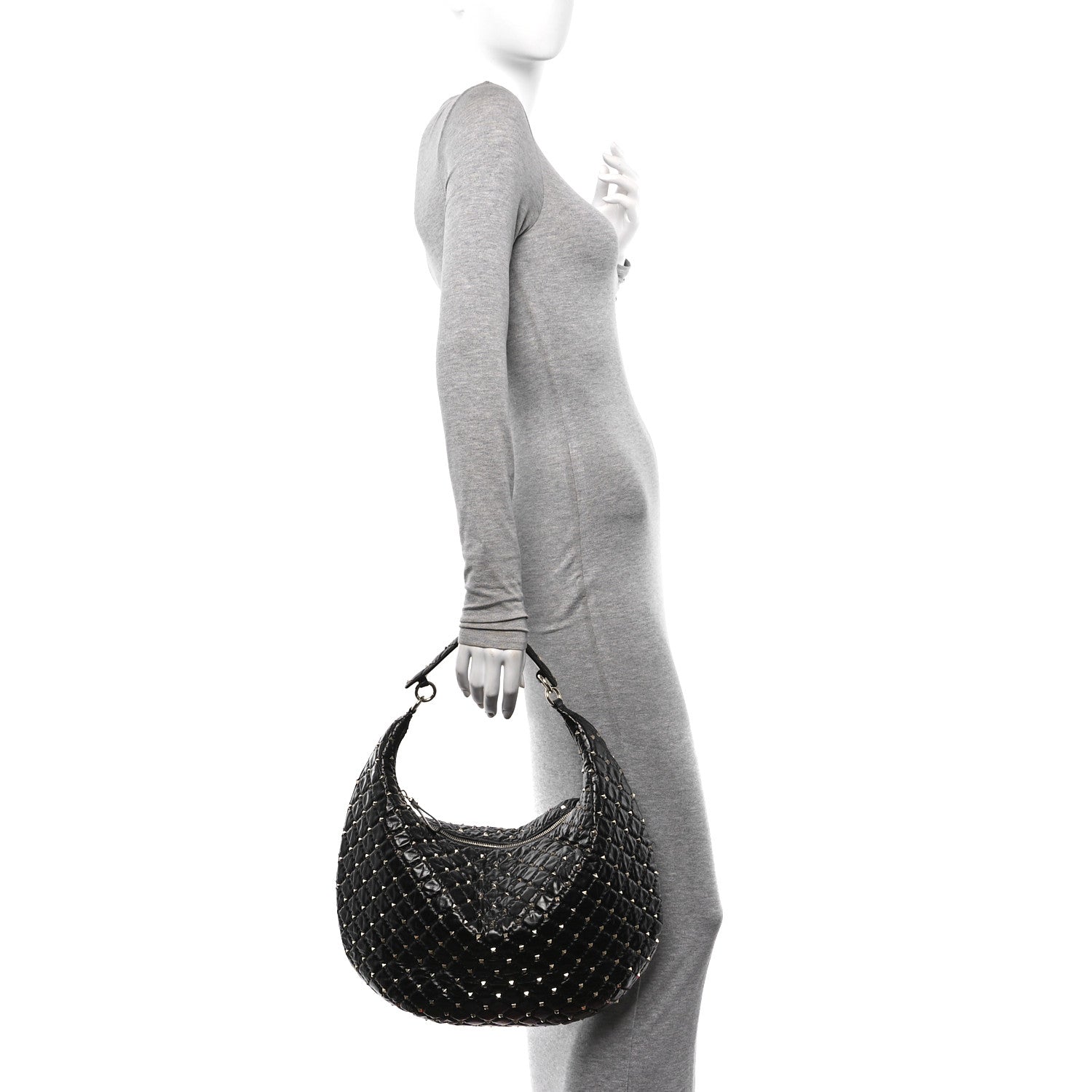 Valentino Garavani Nappa Rockstud Spike Hobo Black 2 of 9