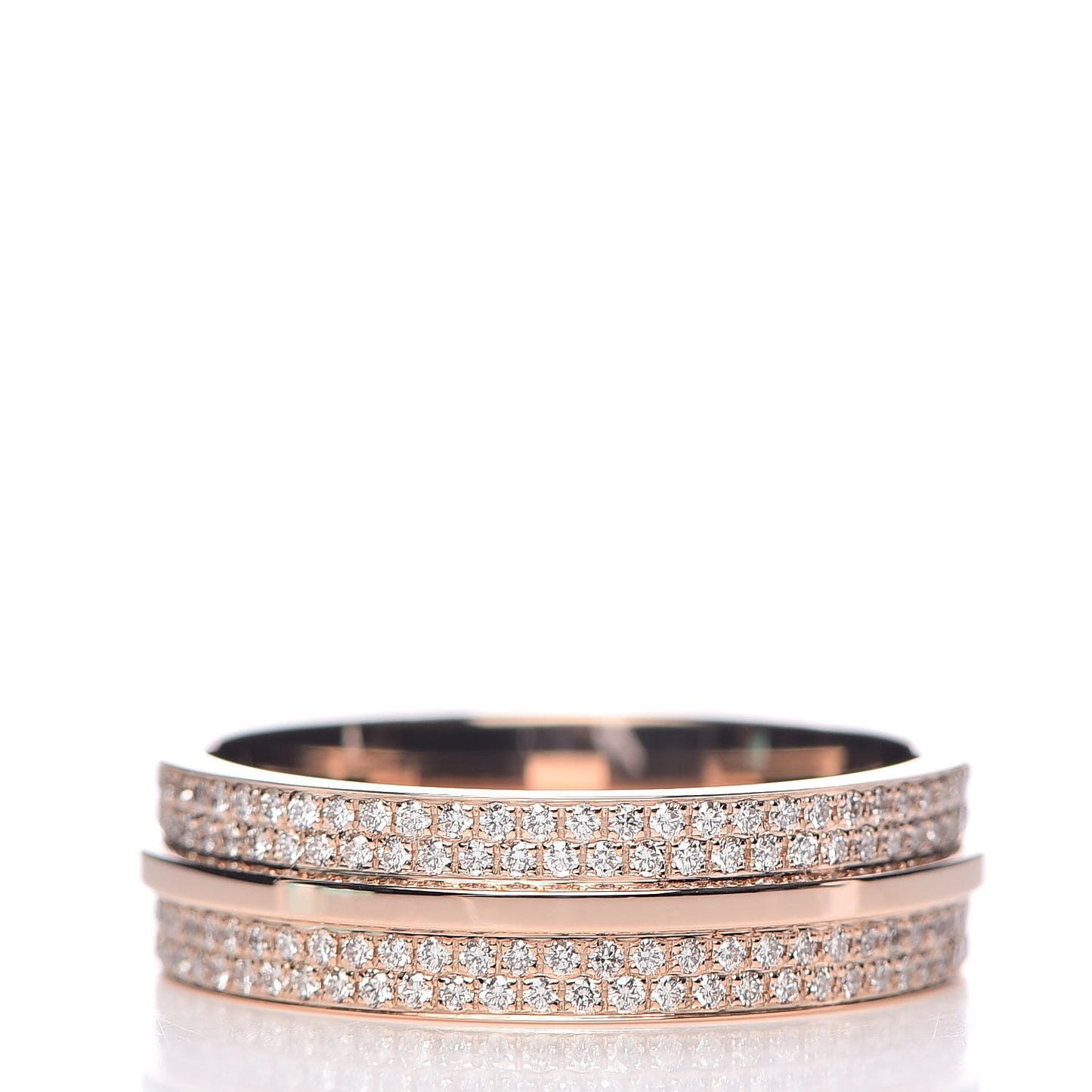 18K Rose Gold Diamond T Two Band Ring 58 8.5