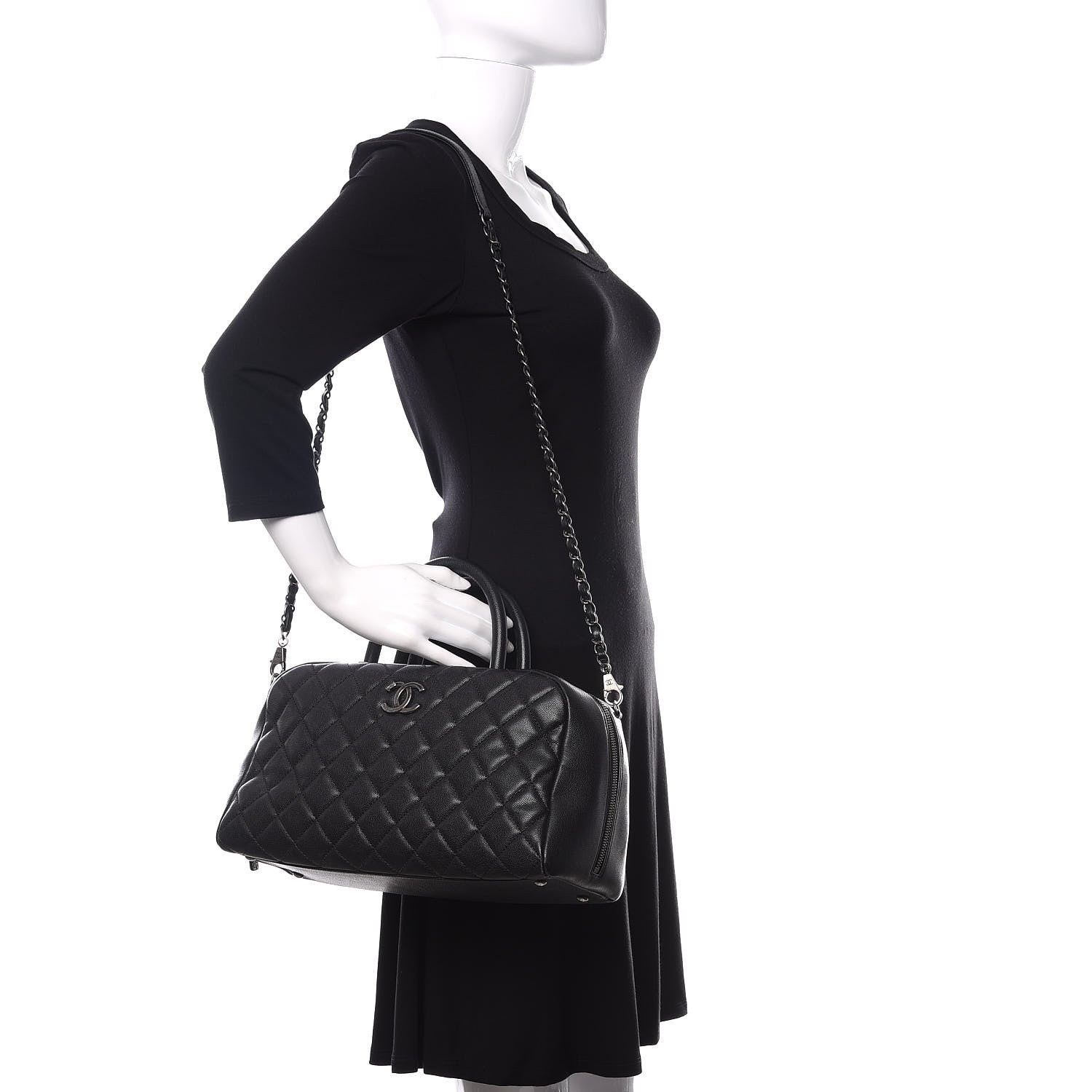 Chanel Caviar Quilted Large Coco Handle Bowling Bag Black 2 of 11