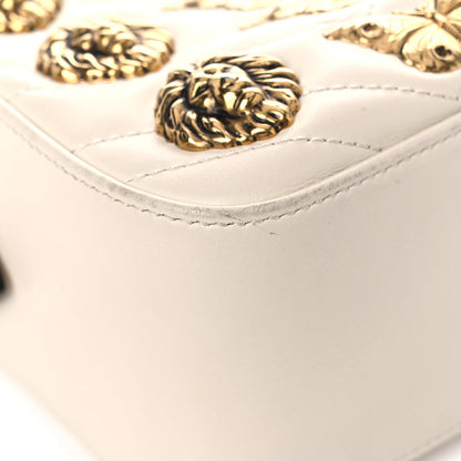 Gucci Calfskin Matelasse Animal Studs Small GG Marmont Chain Shoulder Bag White 8 of 17
