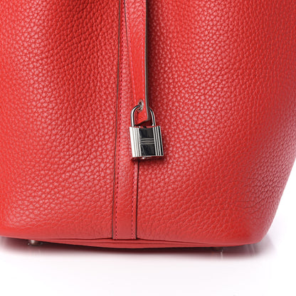 Hermes Taurillon Clemence Picotin Lock 22 MM Rouge Casaque 11 of 12