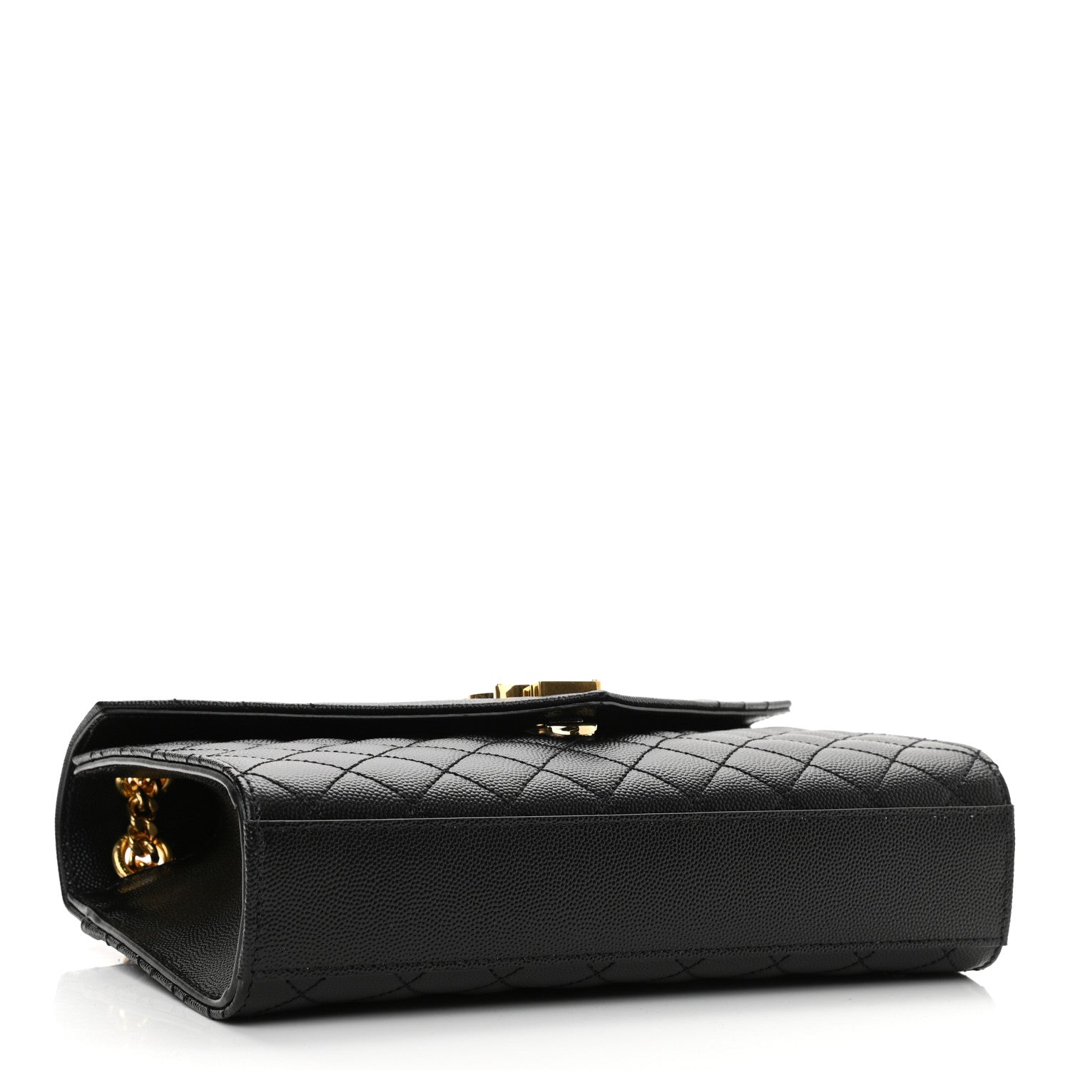 Saint Laurent Grain De Poudre Textured Mixed Matelasse Triquilt Medium Monogram Satchel Black 4 of 10