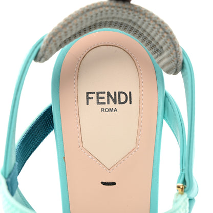 Fendi Organza Sequin Paillettes Colibri Lite 85mm Slingback Pumps 38.5 Nudo Blue Tiffany Blue 7 of 15