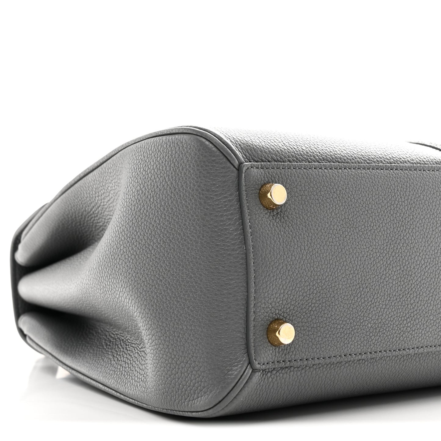 Grained Calfskin Medium 16 Top Handle Bag Grey
