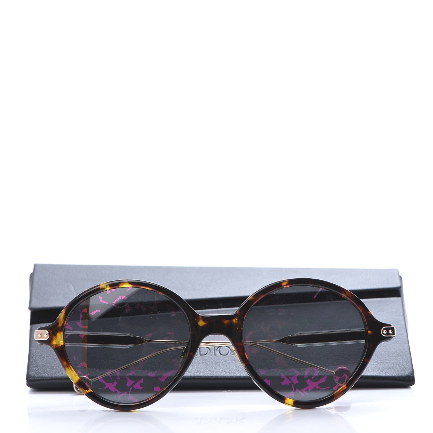 Christian Dior Acetate Leaf Print Umbrage Round Sunglasses Pink Foliage 7 of 7