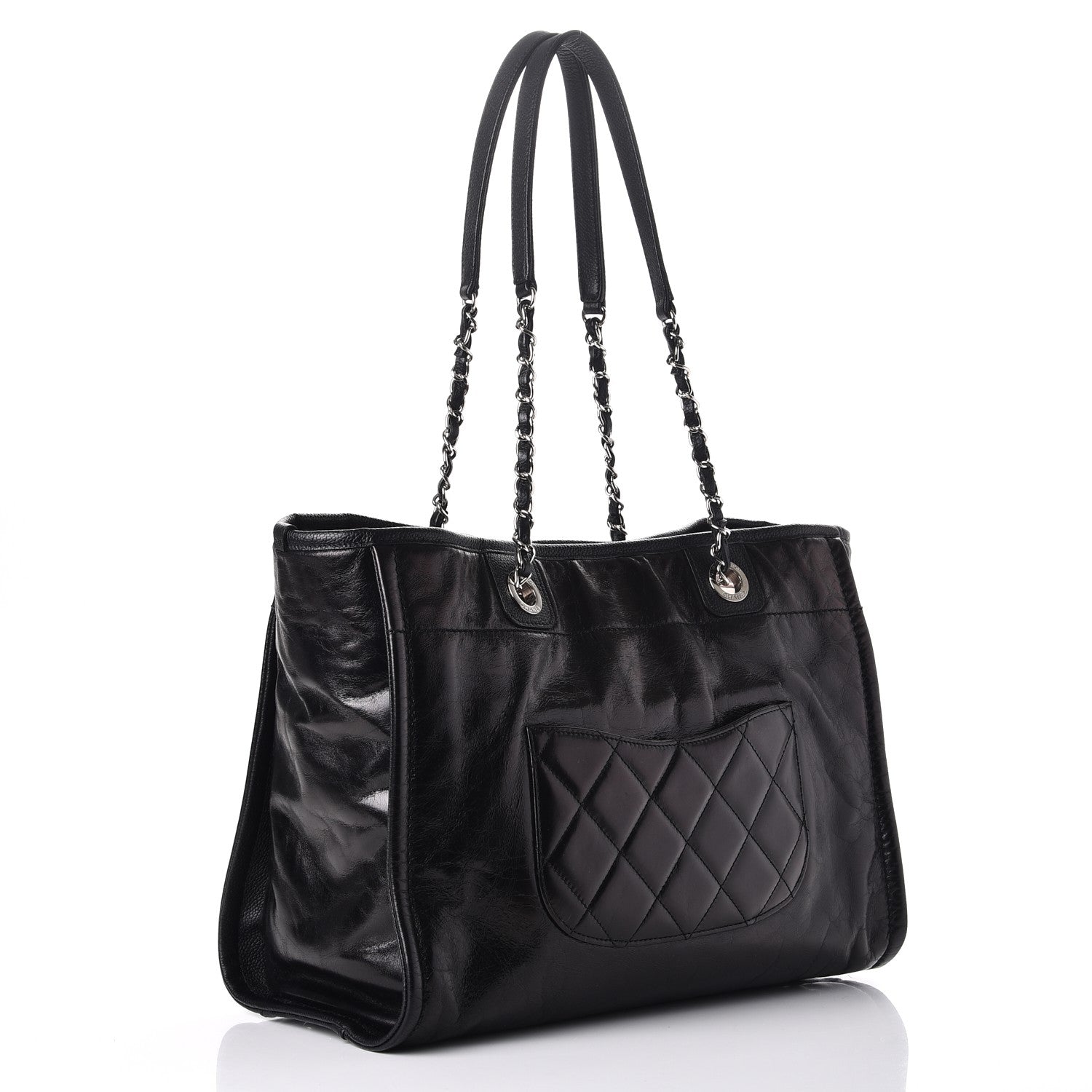 Chanel Glazed Calfskin Small Deauville Tote Black 3 of 11