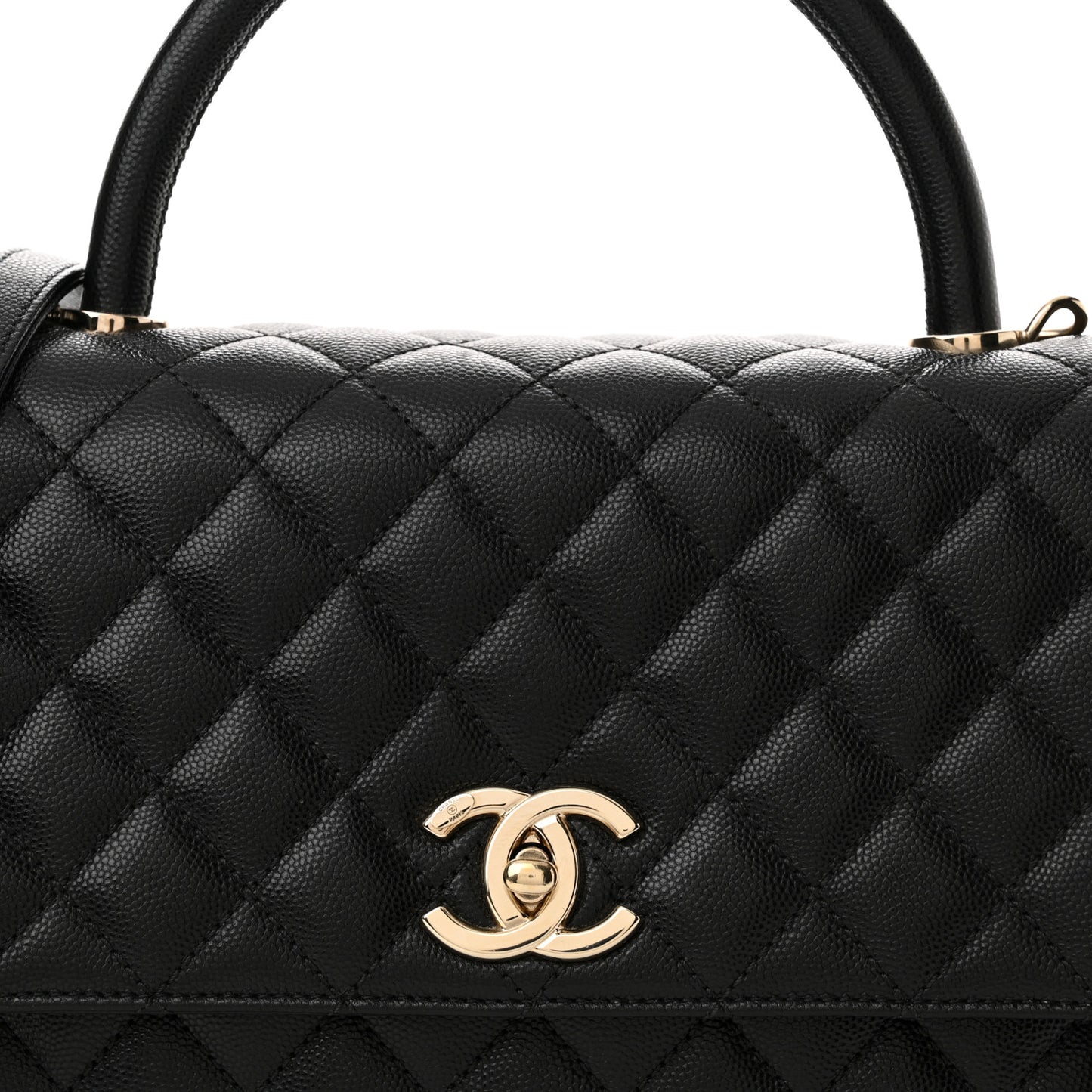 Caviar Quilted Small Coco Handle Flap Black